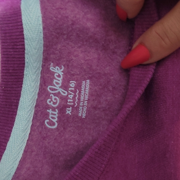 Cat & Jack girls purple sweat shirt. Worn once. Size XL 14-16. - Picture 3 of 3